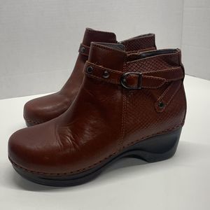 Sanita Brown Dakota Leather Ankle Heeled Boots Comfort Shoes Size EU 38